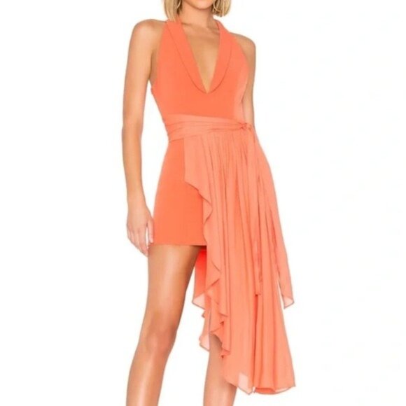 NBD Dresses & Skirts - Revolve NBD Omri Mini Dress in Poppy Orange Size Small Asymmetrical Evening